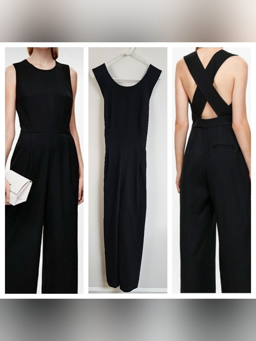 COS Wide Leg Jumpsuit Criss-Cross Back Business